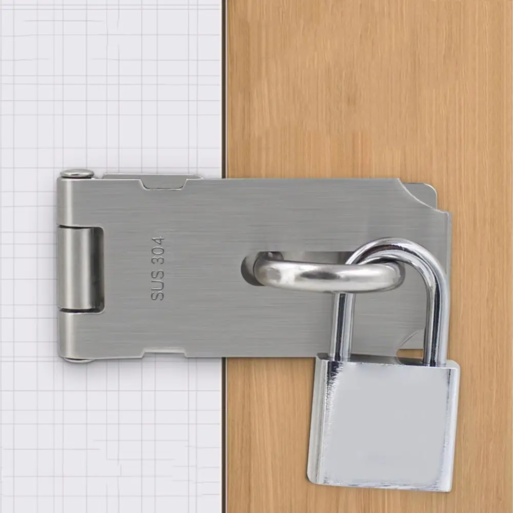 Padlock Hasp Door Clasp Lock 90 Degree Right Angle Shed Gate Latch Household Burglar-proof Bolt Door Buckle with Mounting Screw