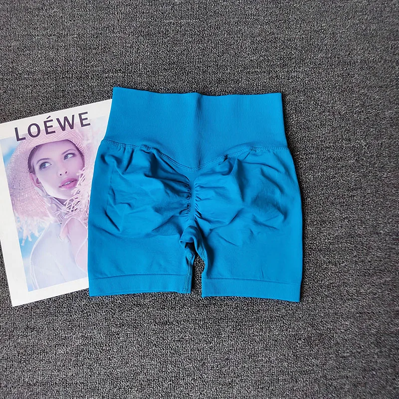 Pfirsichfarbene Fitness-Shorts für Damen, Sport-Shorts zur Po-Hebung, Yoga-Shorts für die Hüften, hochtaillierte, hochelastische Leggings, Outdoor-Anzug – Detail 5