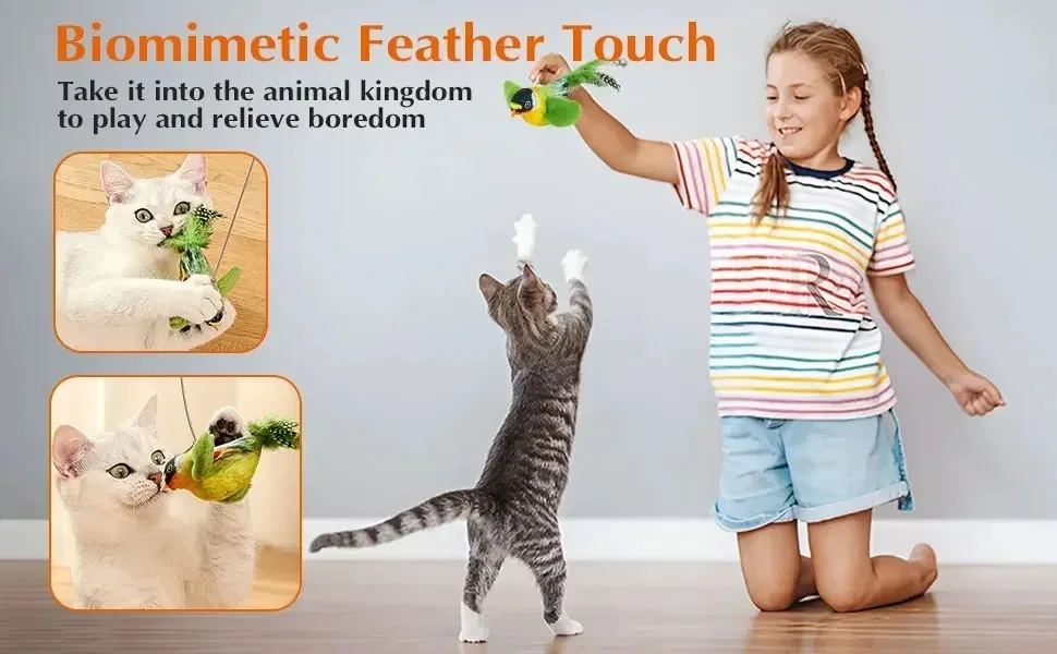 Interaktives Vogelspielzeug für den Innenbereich für Katzen, Jagdspielzeug, klingendes Katzenminze, Katzen-Teaser-Spielzeug, Selbsthilfe, Wandbehang, Vögel, Katzenspielzeug – Detail 12