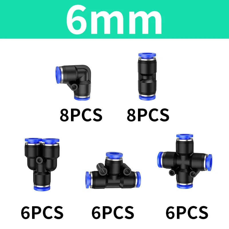 Box Set Air Straight Pneumatic Fittings Hose Pipes Push in Quick Release Connector 6 8 10 12mm Couplings