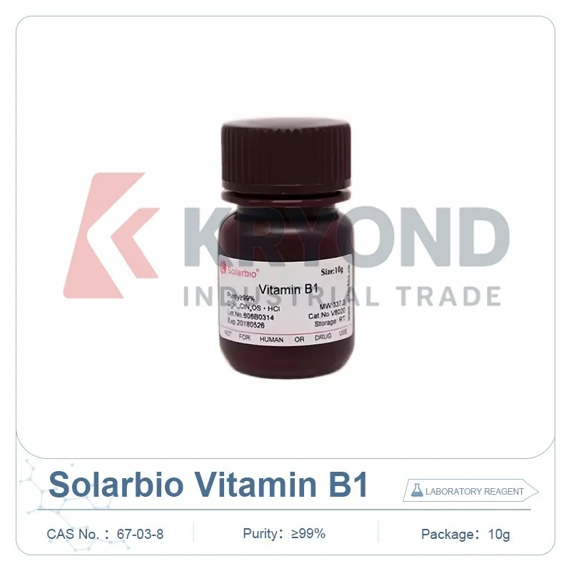 Solarbio Thiamine V8020 CAS 67-03-8 99 Percent Biochemical Reagent for Laboratory Research Testing Lab Sample Analysis Pack 10g
