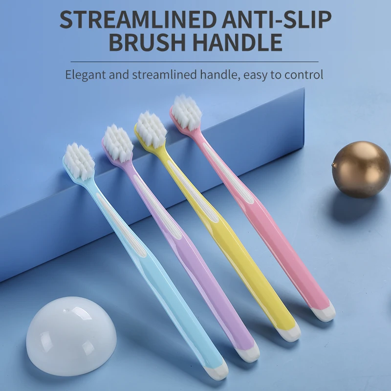 4-мя зубные щетки с мягкой щетиной, маленькая широкая головка, дизайн противоскользящей ручки, чистка полости рта