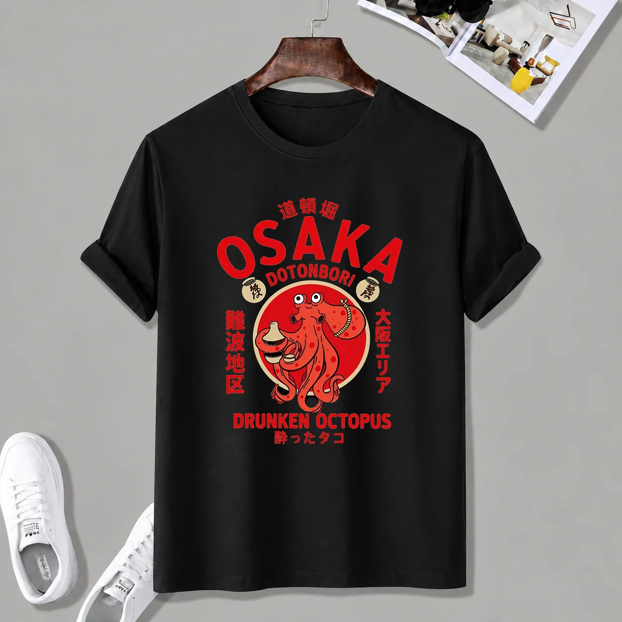 Street Fashion Osaka - Kaos Grafis Gurita Mabuk Osaka Dotonbori,