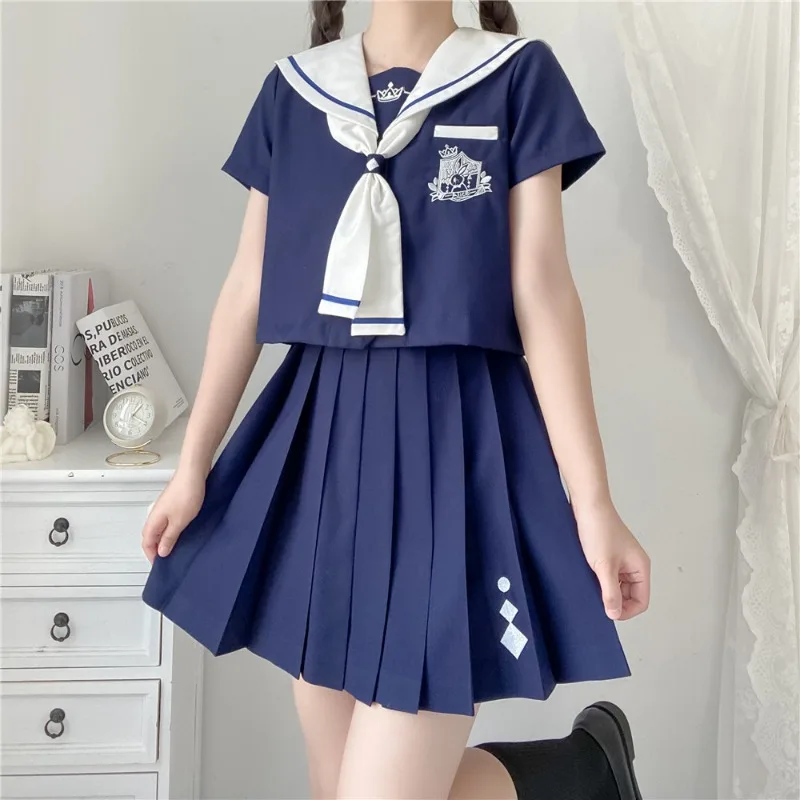 Japanese School Uniform Girl Jk Suit Sexy Spring and Autumn Red Tie White Three Basic Sailor Uniform Women Long Sleeve Suit