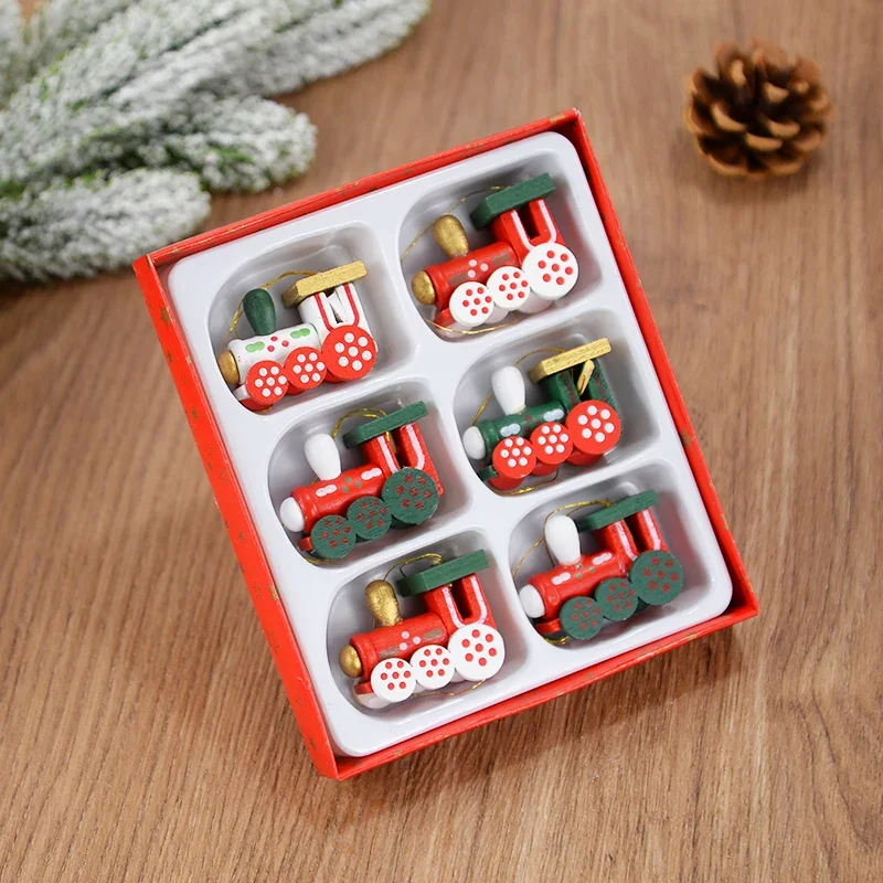 Pendentifs de Train en bois, jouets de noël, arbre, Mini poupée suspendue, ornements, décoration pour la maison, cadeaux de noël et du nouvel an 2025