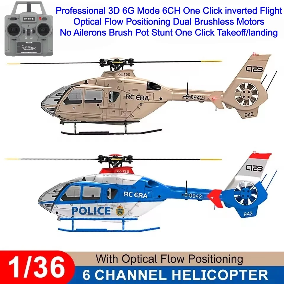 Professional 1/36 RC Helicopter 6CH 6-axis Gyroscope Brushless Flybarless Optical Flow Hover Remote Control Helicopter Toys