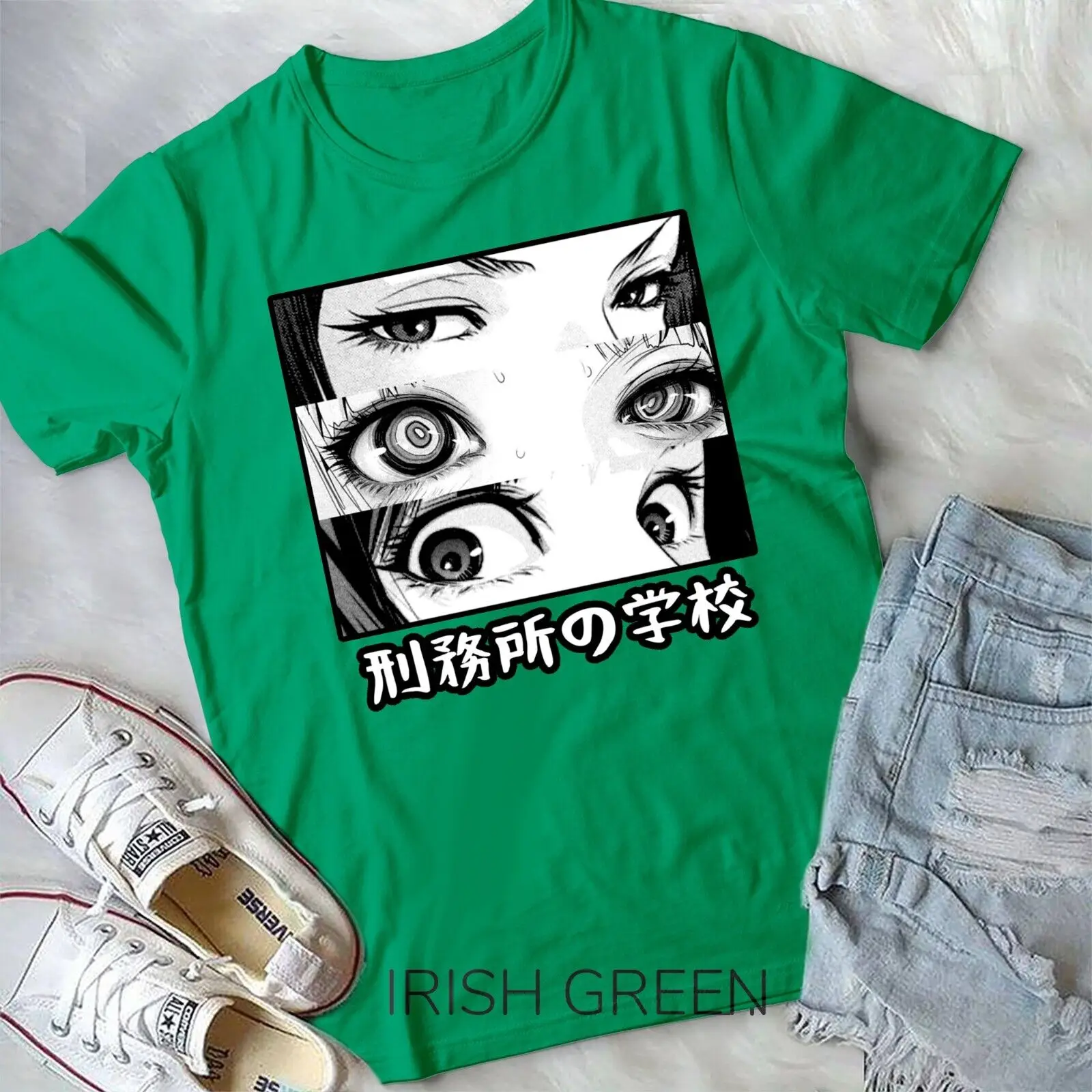 Anime Eyes Otaku Waifu Material Japanese Anime Nani Unisex T-shirt 100% Cotton Streetwear High Quality