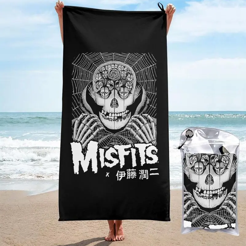 Rose Skull Junji Ito Xthe Misfits Horror Punk Zombie Quick dry Towel Soft For Gym Microfiber For Bathroom