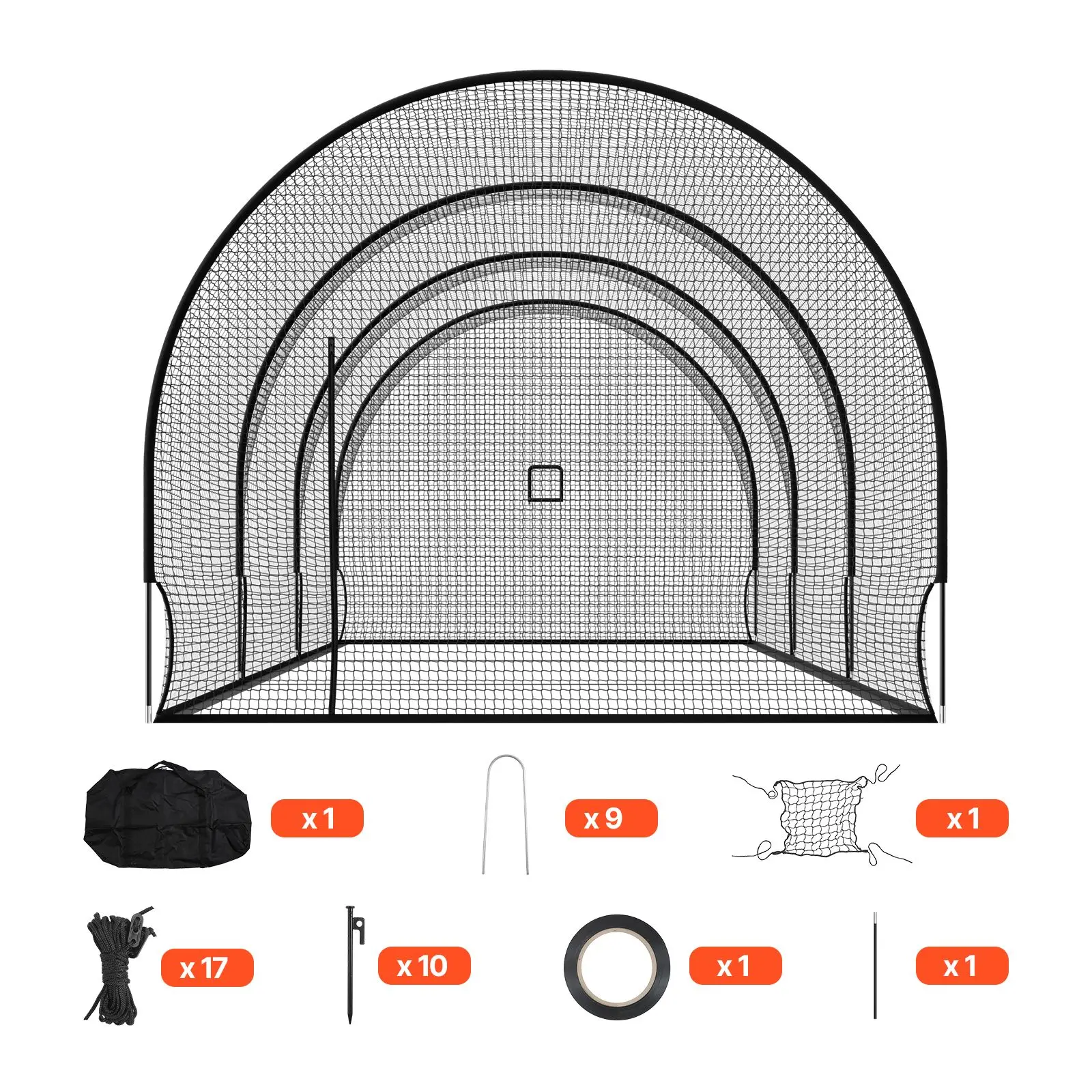 Baseball Batting Cage, 33.0 x 12.0 x 9.8 FT Freestanding Portable Batting Cage, Hitting Cages with 4-Ply Knotless Polyester & Pitching Machine Opening, Battings Cages Netting for Indoor Outdoor
