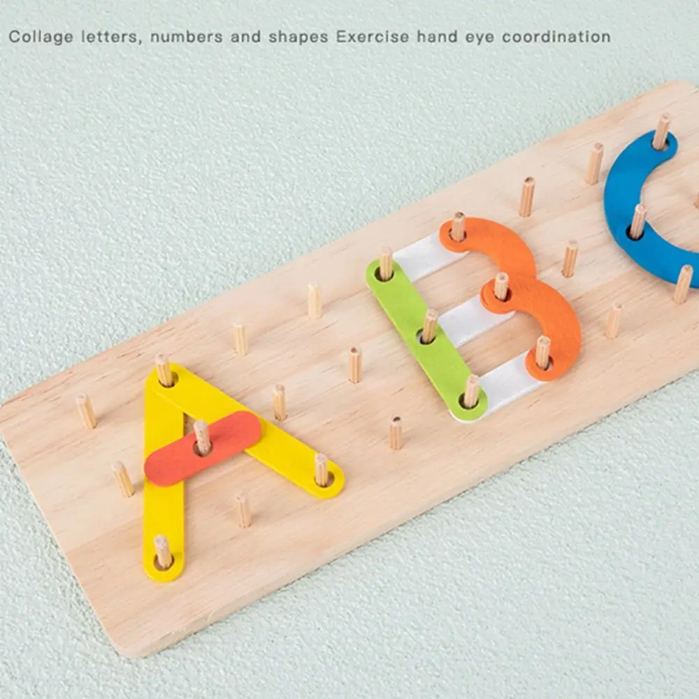 Kleur Geoboard Houten puzzels Speelgoed Letter Cognitie Bouwpuzzel Pegboard Nummer Montessori Zintuiglijk speelgoed Leermiddelen
