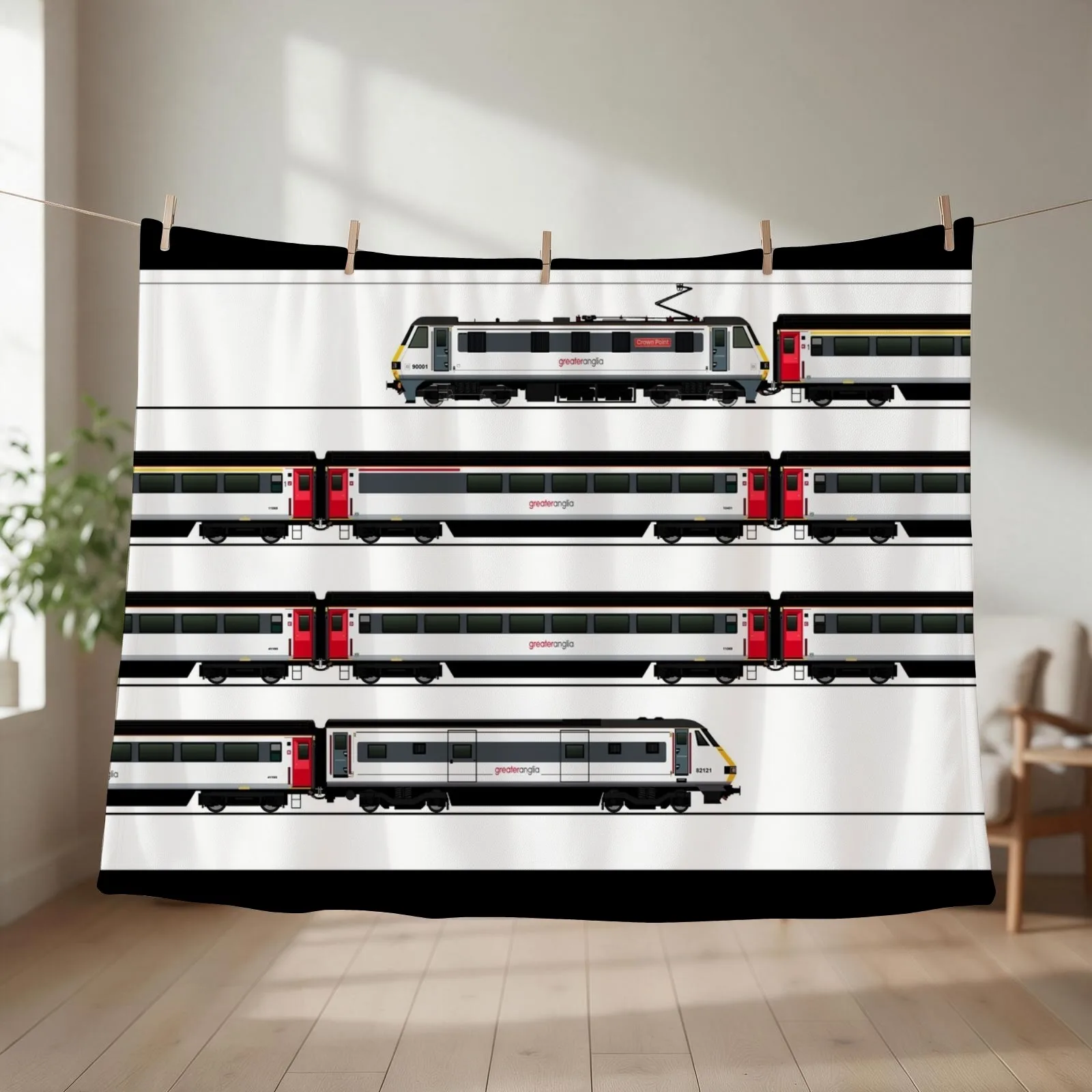 CLASS 90 GREATER ANGLIA LOCOMOTIVE Throw Blanket couch cozy soft plush fuzzy picnic outdoor blanket