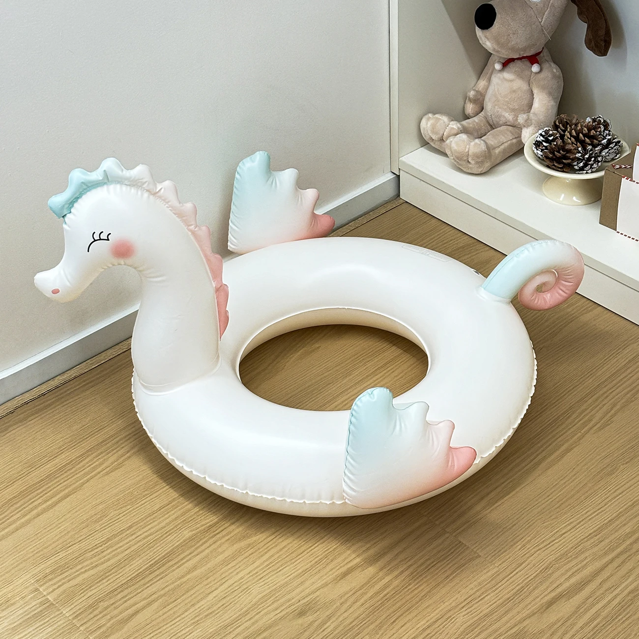 Children\'s Inflatable Seahorse Float, Adults With Handle Swimming Ring Seat, Women\'s Summer Swimming Pool Float Beach Water Part