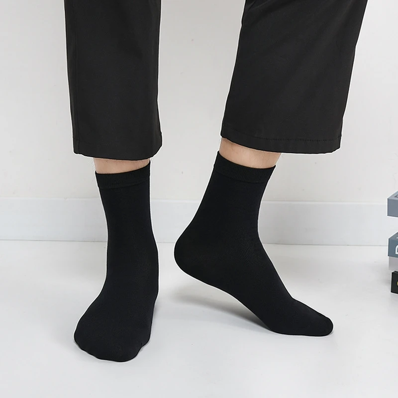 6 أزواج بلون الرجال منتصف طول الجوارب موضة مريحة الخريف الكلاسيكية الأسود جوارب عمل عالية الجودة الرجال الجوارب القصيرة #4