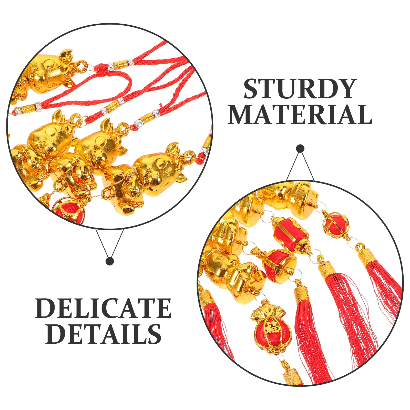 10 Uds. Colgante del zodiaco del año del caballo: escultura de caballo de Año Nuevo Chino dorado, decoración colgante para maceta de bonsái, puerta, ventana de pared