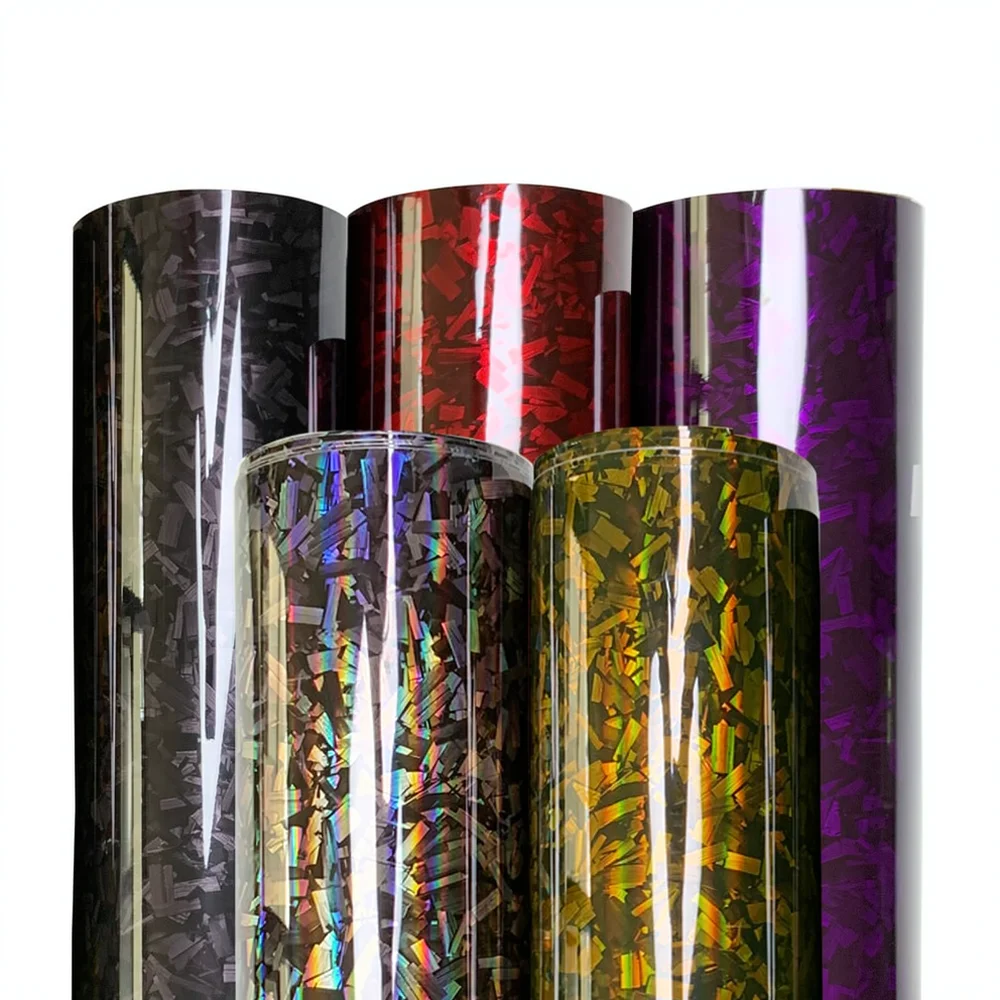 Car Exterior Interior Decoration Vinyl Film PET Forged Carbon Fiber Pattern Decal Waterproof Auto Styling Wrap Sticker