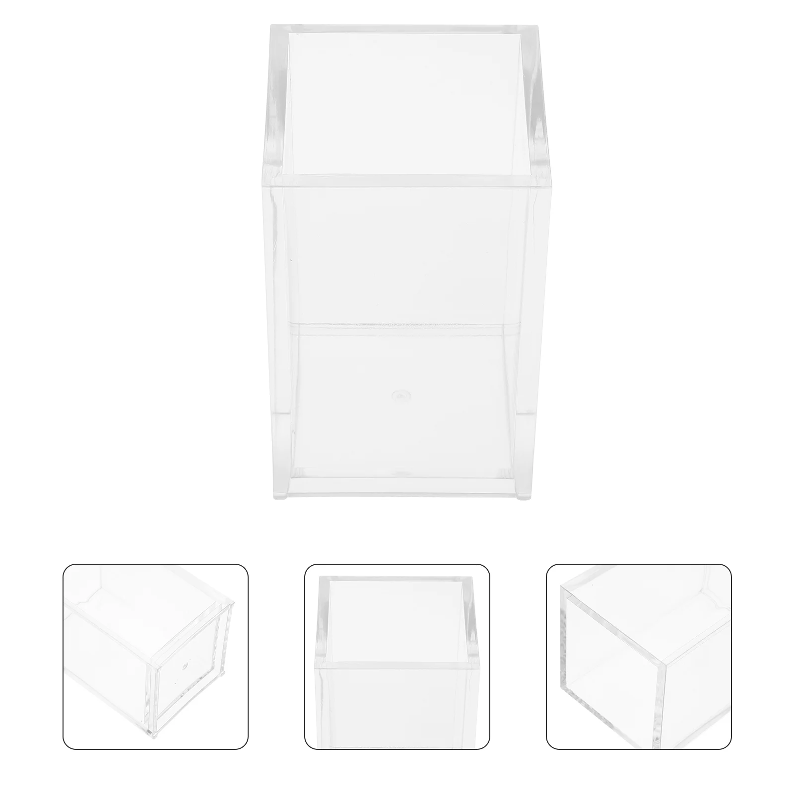 2 Pcs Acrylic Pen Holder Storage Pot Makeup Tools Container Brush Desktop Bucket Small Vase Decor