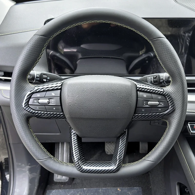 

Custom Hand-stitched Black Microfiber Leather Anti-slip Steering Wheel Cover For Ford Equator Territory 2023-2024Car Accessories
