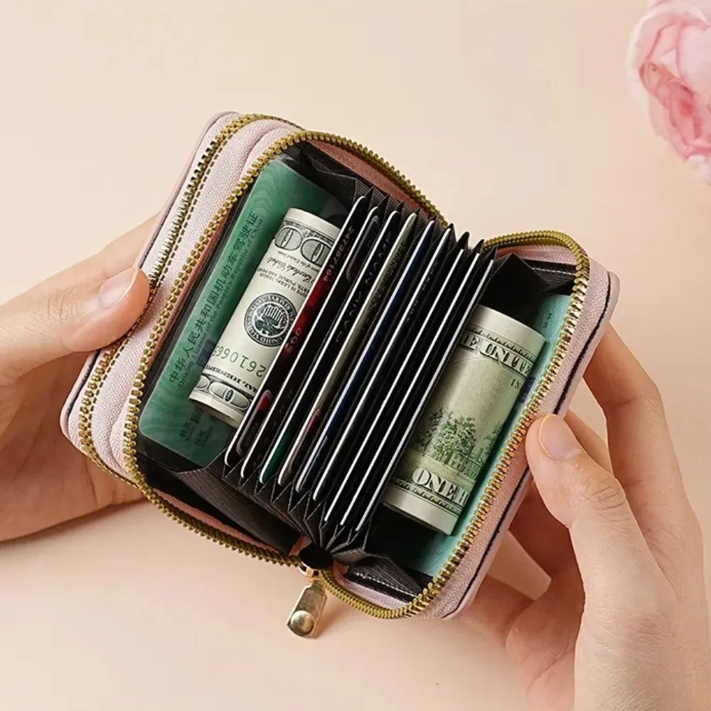Double Layer Zipper Women's Wallet Multi Card Slot Compact Design Coin Purse Multi-Function Large Capacity Short Wallet Ladies
