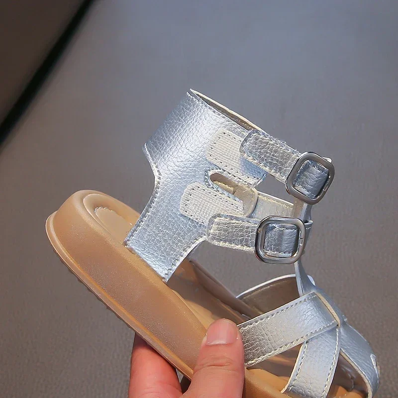 Sandales romaines d'été pour filles, chaussures de plage de princesse confortables et polyvalentes à fond souple, mode coréenne, nouvelle collection 2025