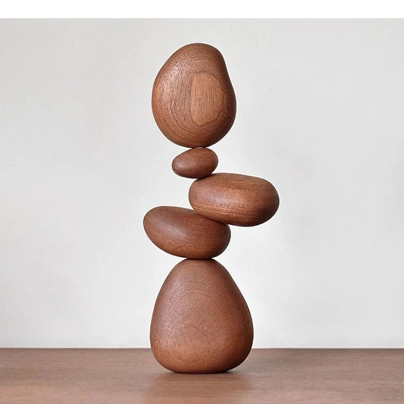Solid Wood Ornaments Magnet Balance Stone Puzzle Decompression Toy Accessories Home Decoration Statue Crafts Gift