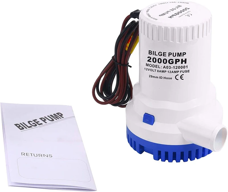 Imagem -05 - Bomba de Água Submersível do Porão do Barco do Encanamento Marinho Bomba de Porão Elétrica do Barco Não-automático 2000gph 12v 24v