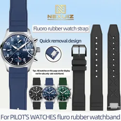 Fluororubber Watch Strap For IWC Pilot's Watches Princekin Mark 20 PORTUGIESER Rubber Watchband 20mm 21mm Men's Watch Bracelet