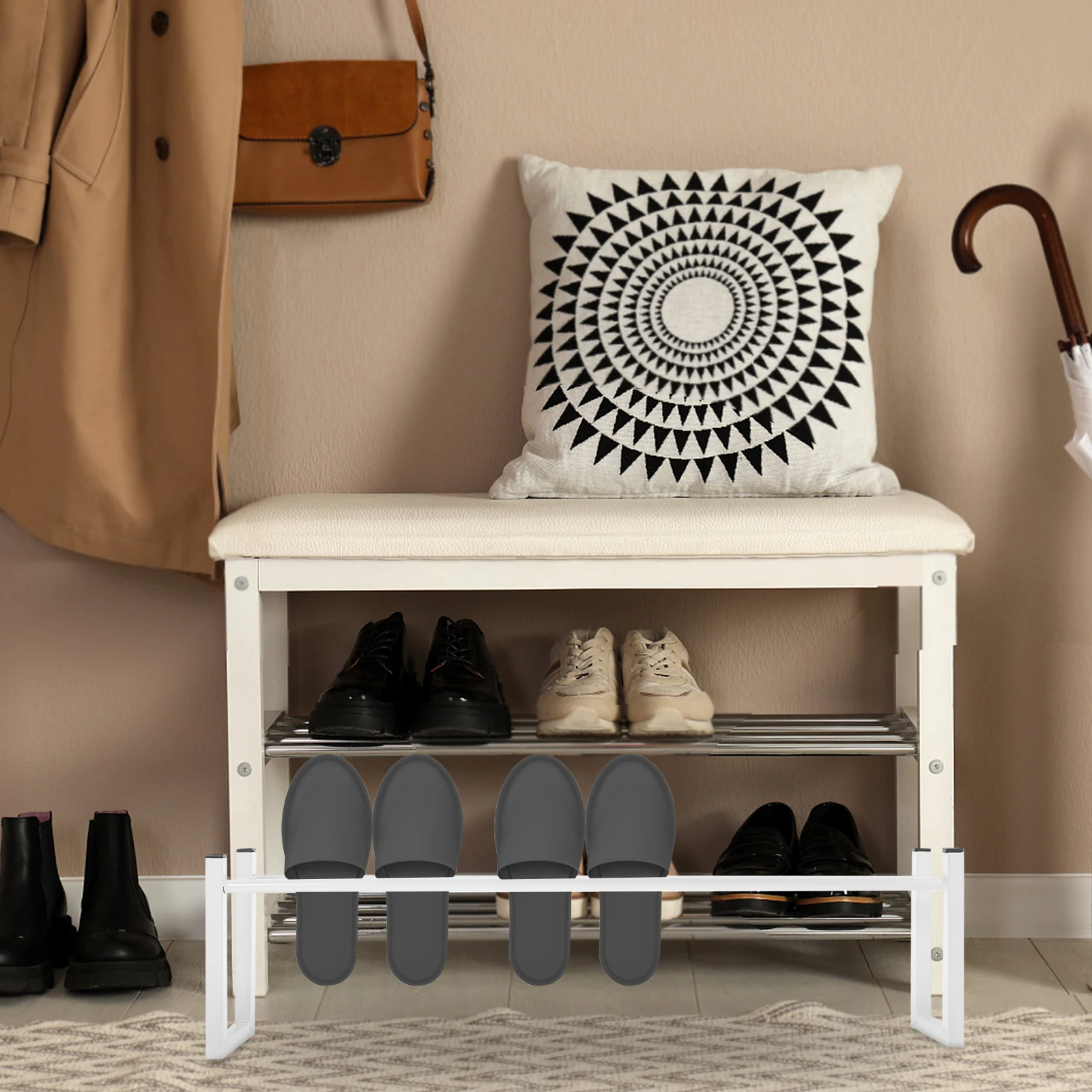 

Metal Shoe Rack Large Capacity Easy Install Multi Function Shoes ganizer Slippers Holder Practical Household Shelf Creative