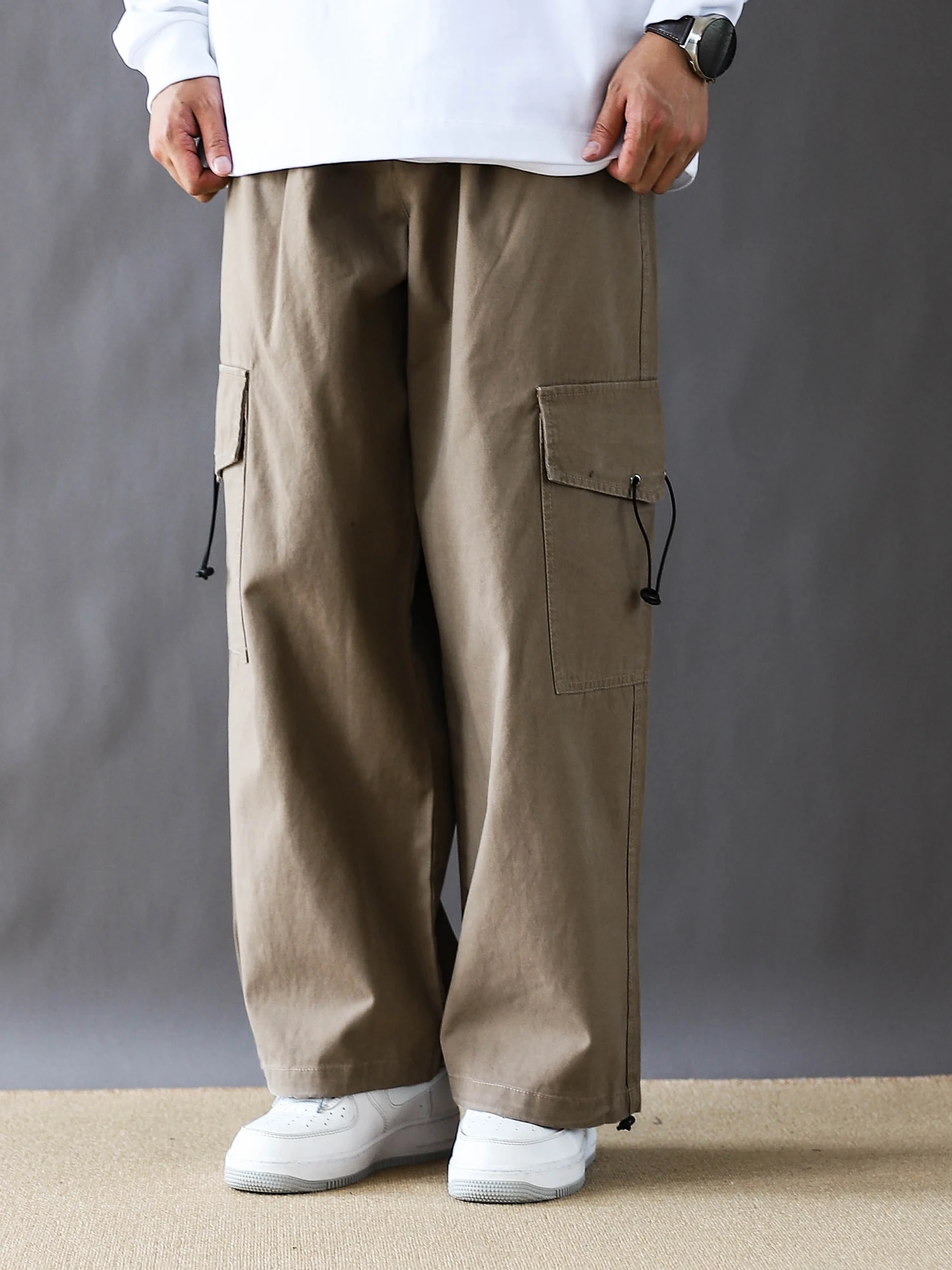 

Ретро-американские рабочие брюки для мужчин, из чистого хлопка, модные, свободные, прямого кроя, длинные, цвет хаки, новинка 2025 года