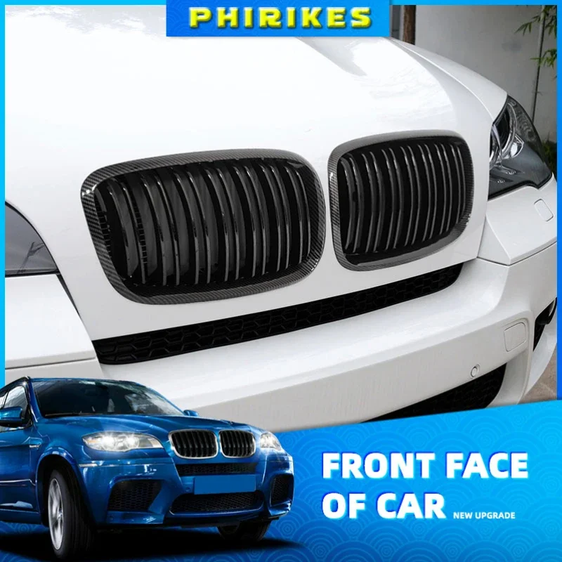 

A Pair Left And Right E70 / E71 Gloss Black Double Slat Kidney Grille Front Bumper Grill For BMW X5 X6 2007-2013