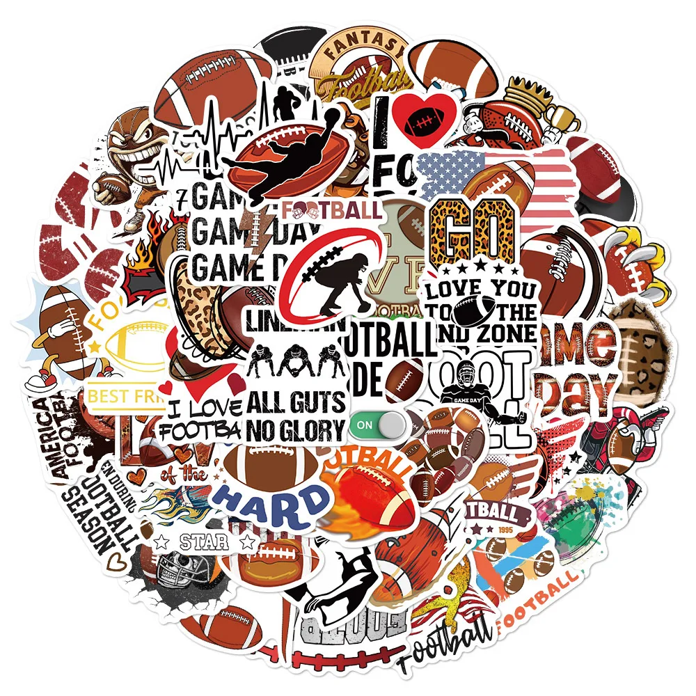 

50Pcs American Rugby Football Stickers For Travel Luggage Guitar Fridge Laptop Waterproof Cool Graffiti Sticker