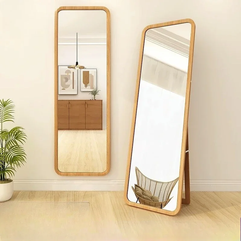

Nordic Solid Wood Full-length Mirror Wall-mounted Household Wall Fitting Floor-to-ceiling Explosion-proof High Definition Mirror