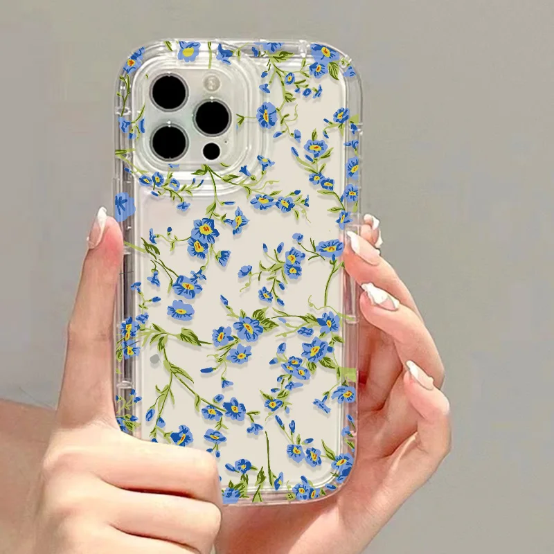 Flower Clear Phone Case For iPhone 14 16 13 11 15 12 17 Pro Max Air 16E XR 7 8 Plus SE 2022 Shockproof Silicone Soft Cover Funda