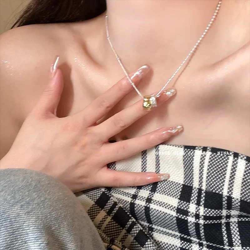 

White Zircon Hollow geometry Pendant Necklaces for Women Stainless Steel Gold Color Wedding Chain Collar Necklace Jewelry