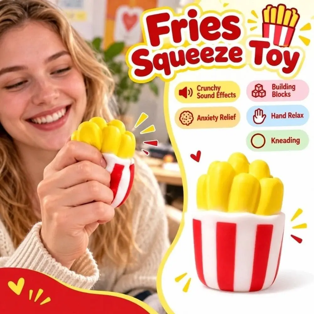 Crunchy Fries Squeeze Toy Sound Effects Anxiety Relief Realistic Food Pinch Building Blocks Comfortable TPR Fidget Toy