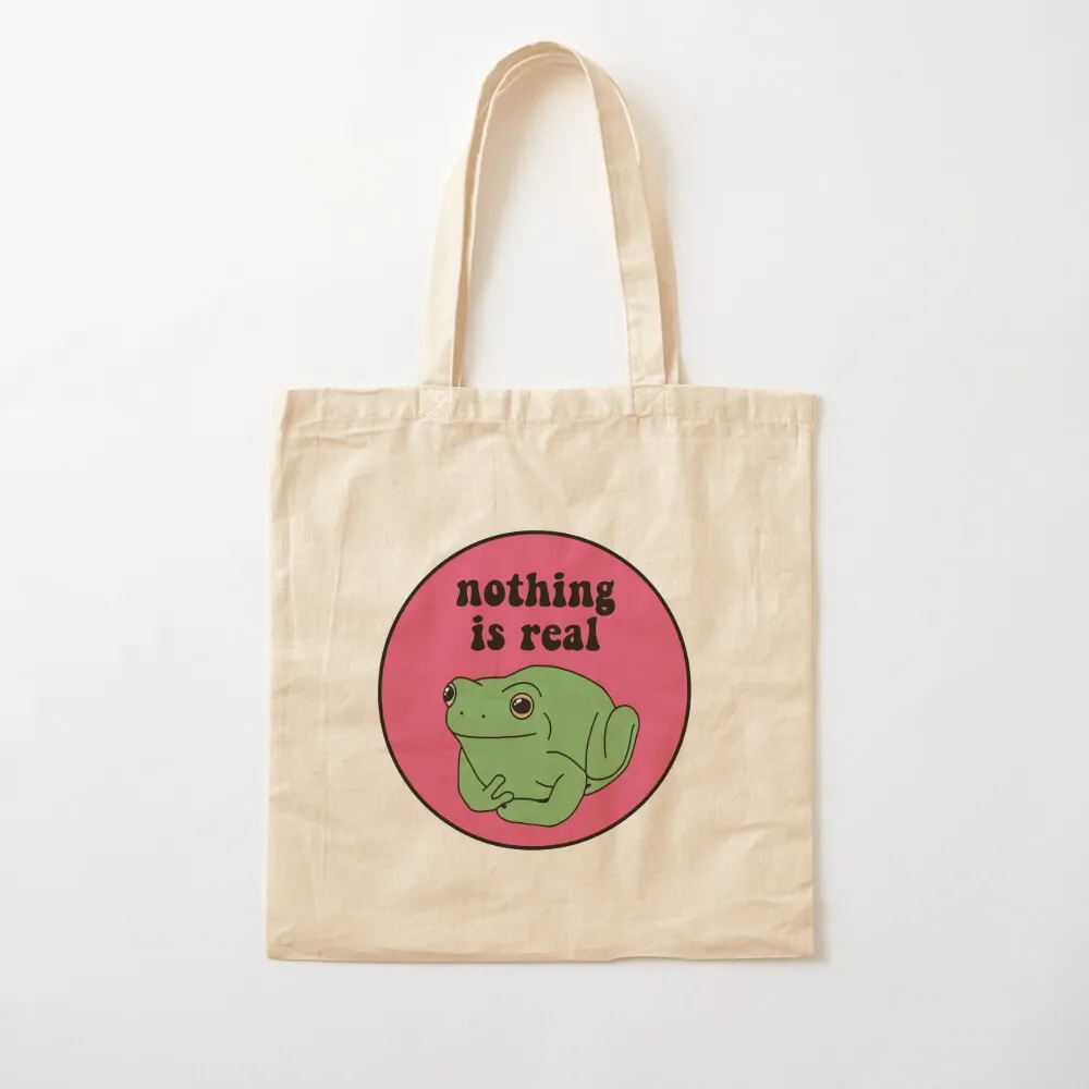 

Nothing Is Real Frog Tote Bag shoping bag women bag Candy bags custom canvas Canvas Tote