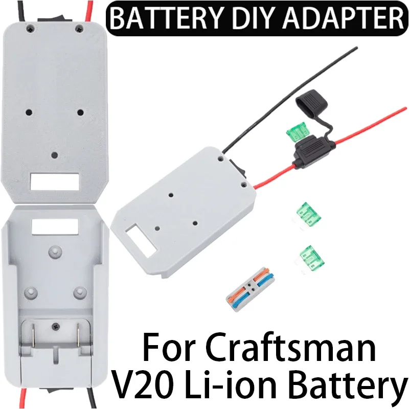 

DIY Adapter for Craftsman V20 Lithium Ion Battery Adapter Performancer Connector 14AWG DIY with Fuse for Foy Machines, Cars