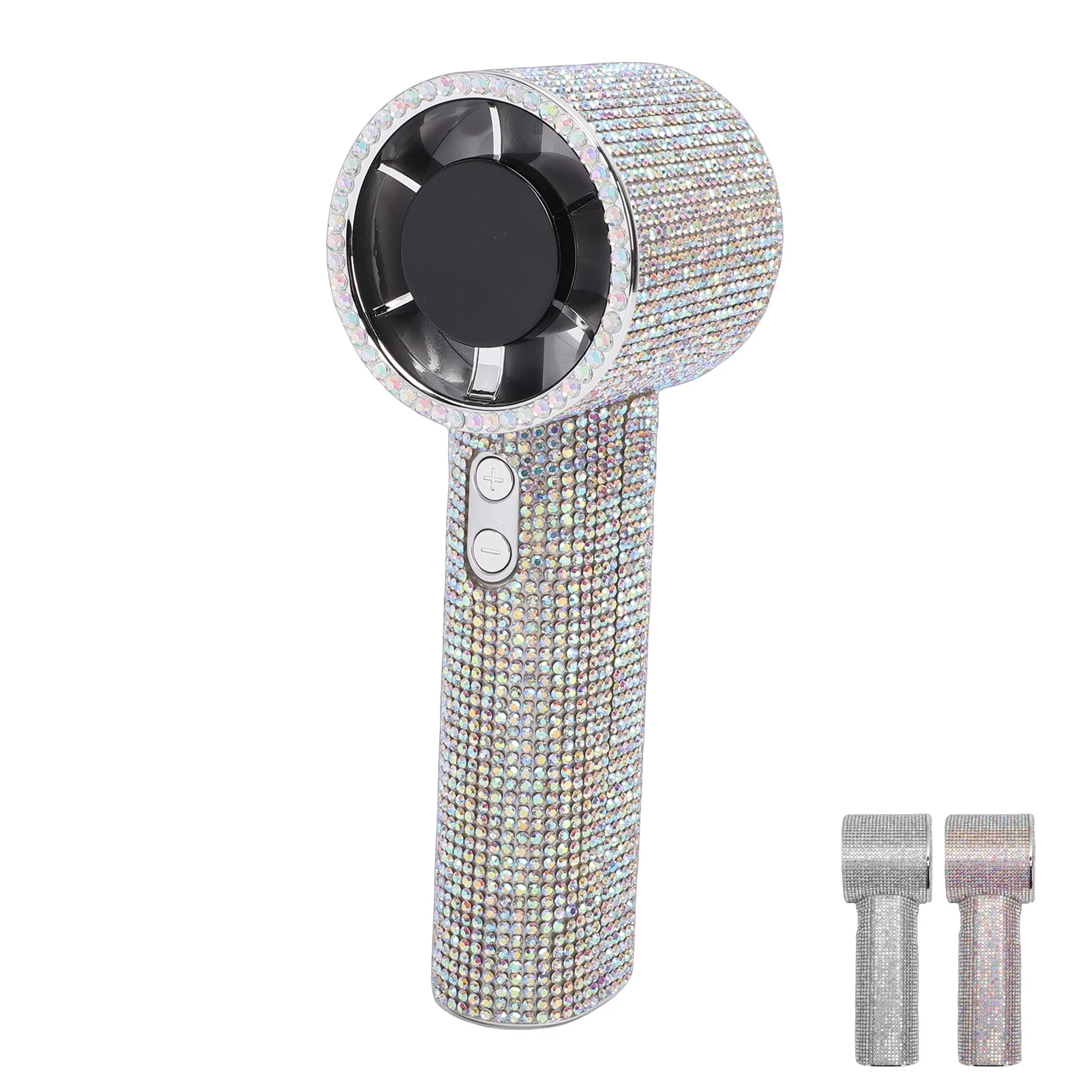 Rhinestone Handheld Turbo Fan 199 Speeds Adjustable USB Rechargeable Portable Small Pocket Fan with Digital Display for Outdoor