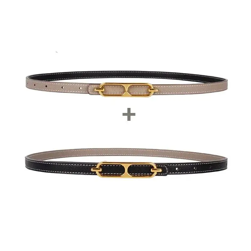 Ceinture en cuir décorée double face pour femme, Jeans Ins Fashion, Tendance étudiante sauvage, Design de luxe, Marque de qualité supérieure