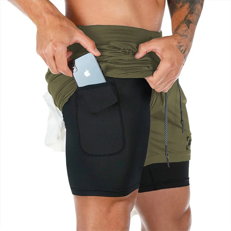 ASRV ผู้ชายฤดูร้อนด่วนแห้งวิ่ง 2 ใน 1 กางเกงขาสั้นกีฬา Jogger สั้นกางเกงชายฟิตเนสออกกําลังกาย Sweatpants PLUS ขนาด M-5XL