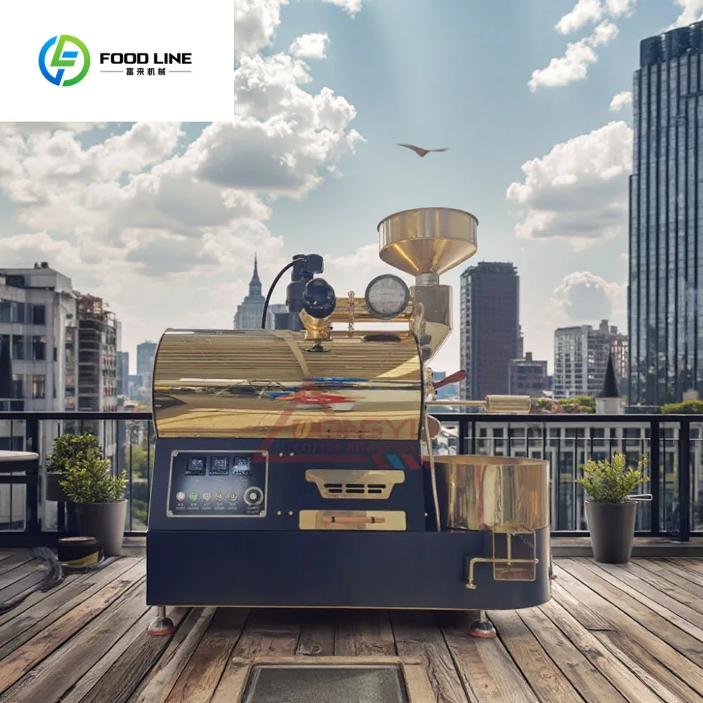 

Titanium Gold Color Electric Coffee Roaster 1Kg 2Kg Tostadora De Cafe Coffee Toaster Sample Roasting Coffee Bean