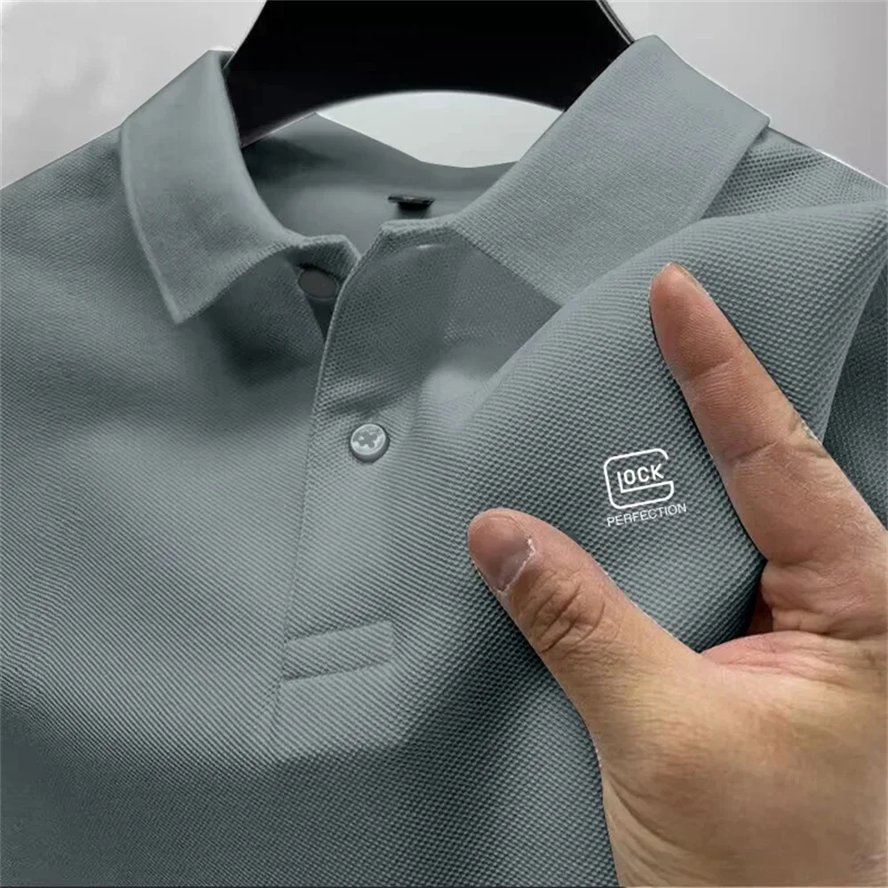 New men selling breathable quick drying T-shirt business casual POLO shirt summer new fashion short-sleeved clothing solid color