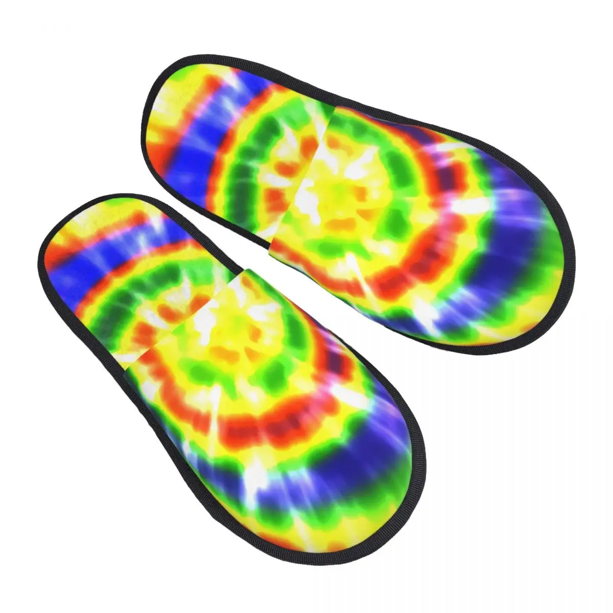 Custom Very Colorful Tie Dye Memory Foam Slippers Women Soft Warm Traditional Dyeing Art House Slippers