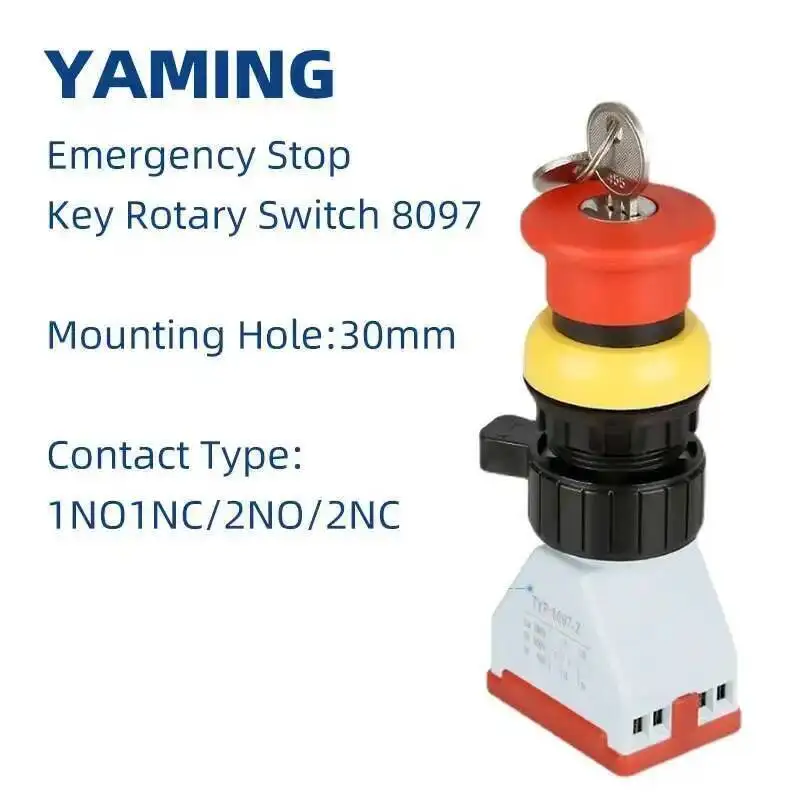 

EX Push Button Switch Explosion-proof Emergency Stop Metal Mushroom Head 16A Silver Contact 30mm NO NC