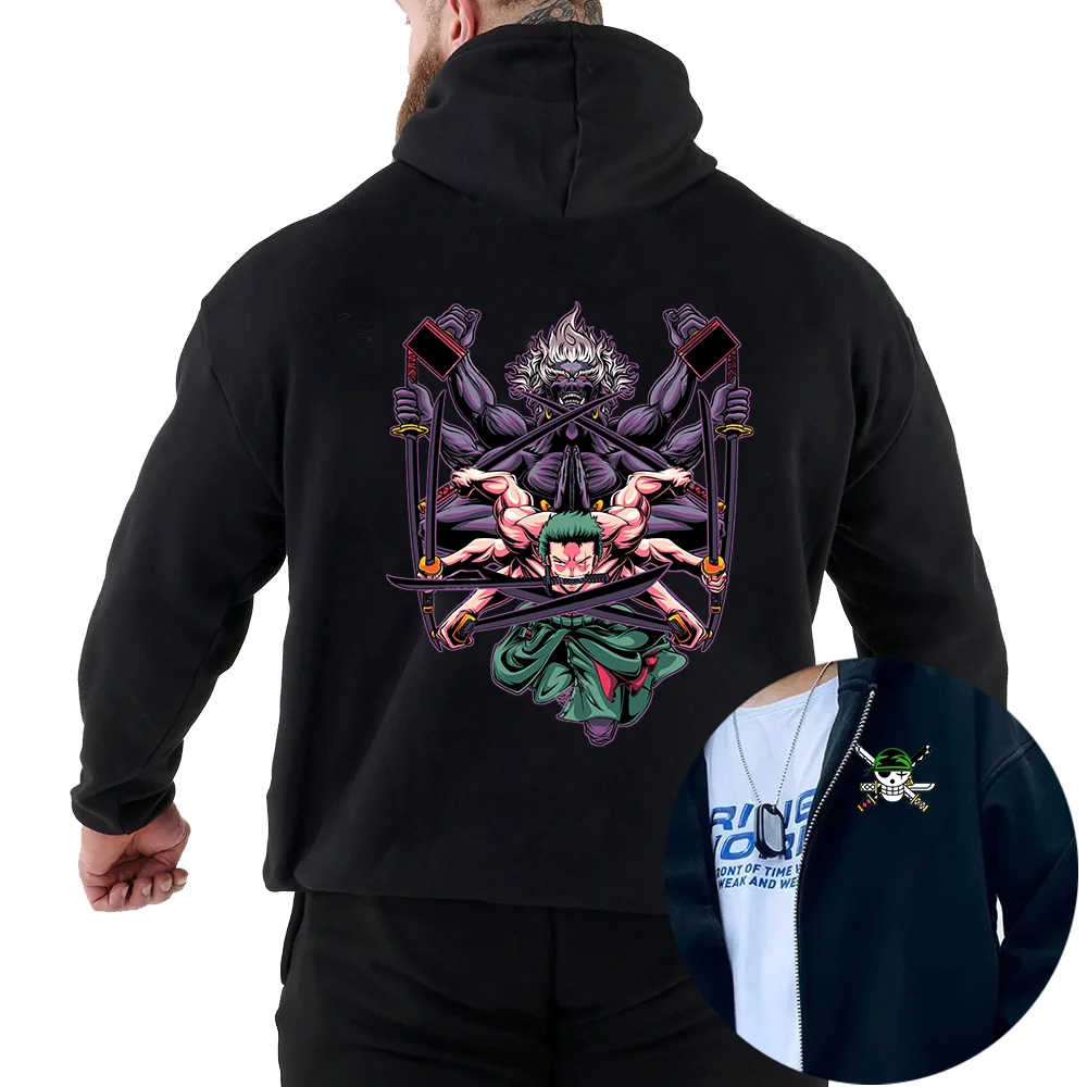 Anime ONE PIECE Hoodies Roronoa Zoro casual men's and women's pullover clothing autumn and winter street clothing