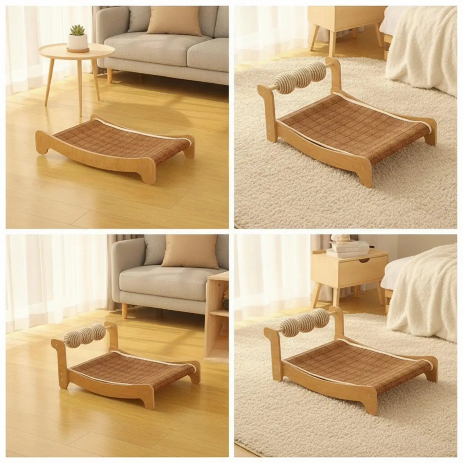 Cardboard Cat Scratcher Board with Wood Frame for Large Cats Scratching Pad and Lounger