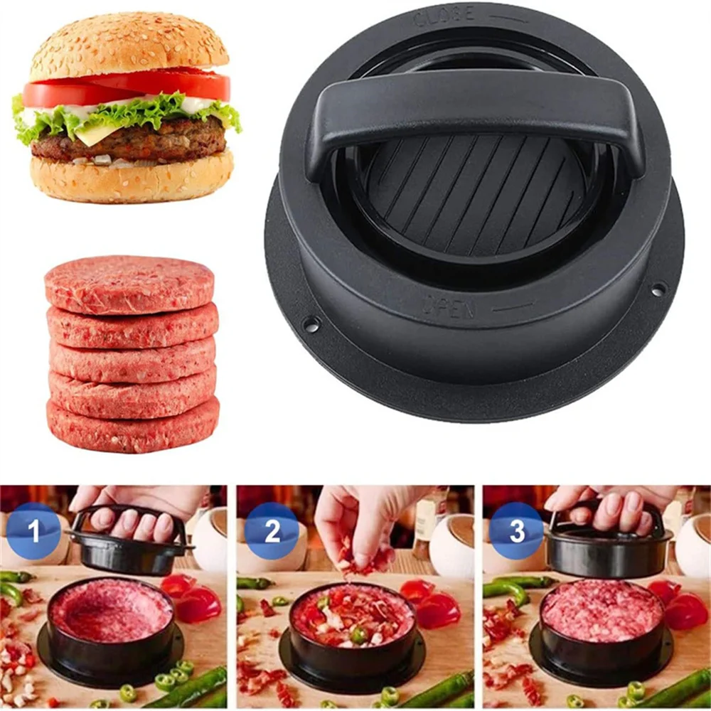 3-in-1 Hamburger-Fleischpresse, runde Form, antihaftbeschichtet, gefüllte Burger-Patties, Rindfleisch, Grill, Kuchenpresse, Formhersteller für die Küche