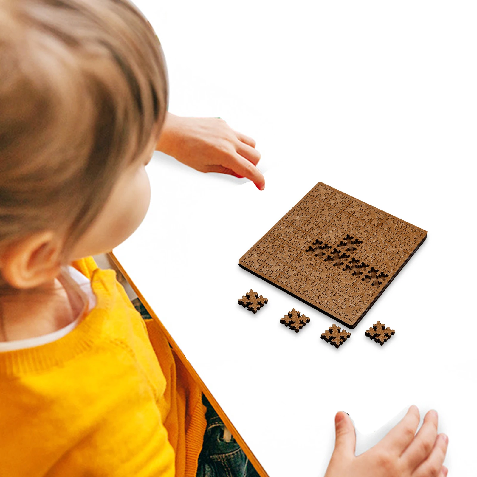 Drewniane puzzle fraktalne z ramką, wymagające, geometryczne układanki, trudne puzzle dla dzieci i dorosłych.