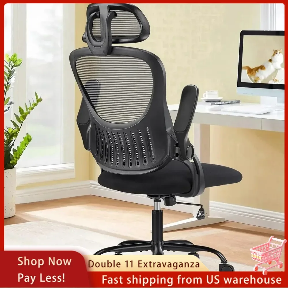 Office Computer Desk Chair, Ergonomic High-Back Mesh Rolling Work Chairs with Wheels and Adjustable Headrests