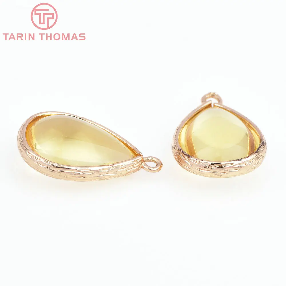 (4122)10PCS 22x14MM 24K Champagner Gold Farbe Messing und Glas Tear Drop Form Charms Anhänger Diy schmuck Erkenntnisse Zubehör – Detail 34