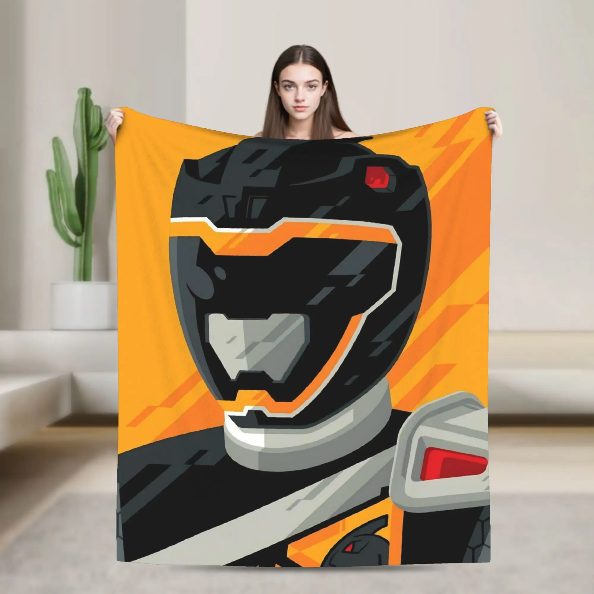 MMPR Cartoon Blanket Cover Fleece Power R-Ranger Lightweight Throw Blanket for Airplane Travel Bed Rug